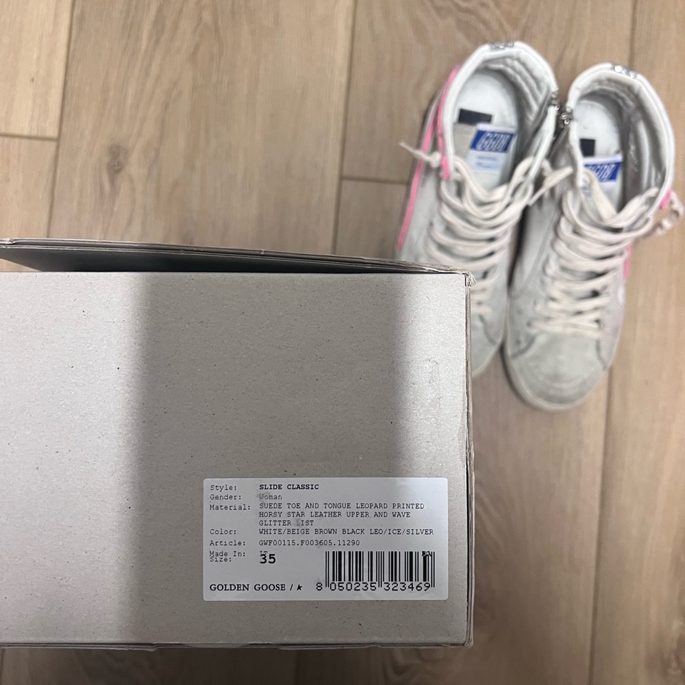 Golden Goose White and Pink Vintage High-Top Sneakers - Picture 8 of 10
